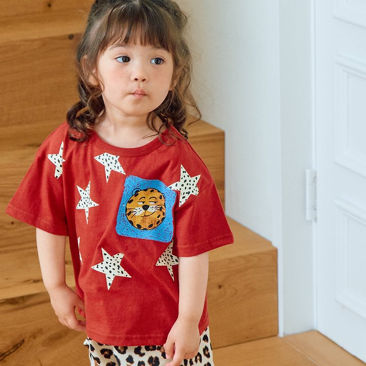 Firstblue - Korean Children Fashion - #magicofchildhood - Leopard Star Print Short Sleeve Tee - 4