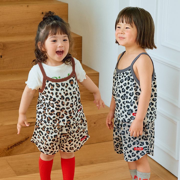 Firstblue - Korean Children Fashion - #prettylittlegirls - Leopard Strap Sleeveless Top