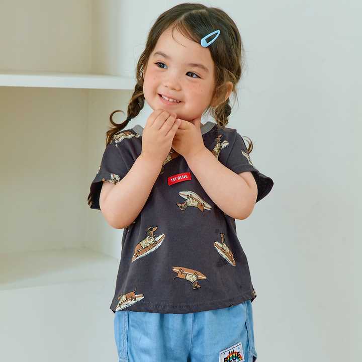 Firstblue - Korean Children Fashion - #prettylittlegirls - Surfing Dachs Drop Tee - 9