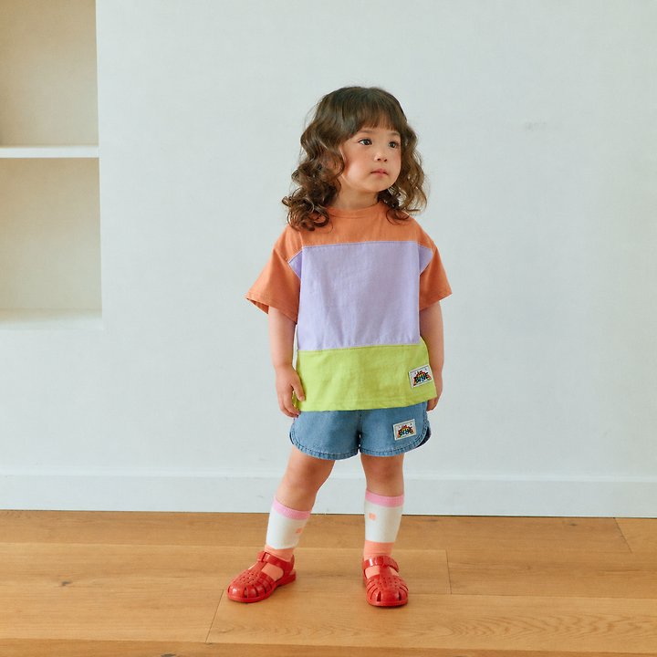 Firstblue - Korean Children Fashion - #stylishchildhood - Panel Short Sleeve Tee - 6