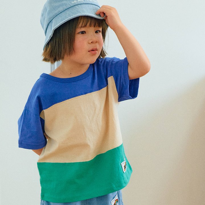 Firstblue - Korean Children Fashion - #prettylittlegirls - Panel Short Sleeve Tee - 4