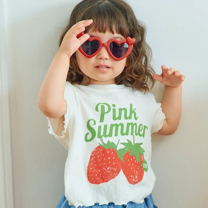 Firstblue - Korean Children Fashion - #todddlerfashion - Strawberry Punching Short Sleeve Tee - 3