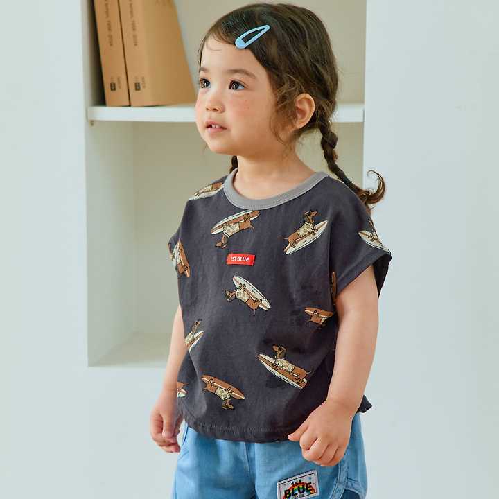 Firstblue - Korean Children Fashion - #todddlerfashion - Surfing Dachs Drop Tee - 10