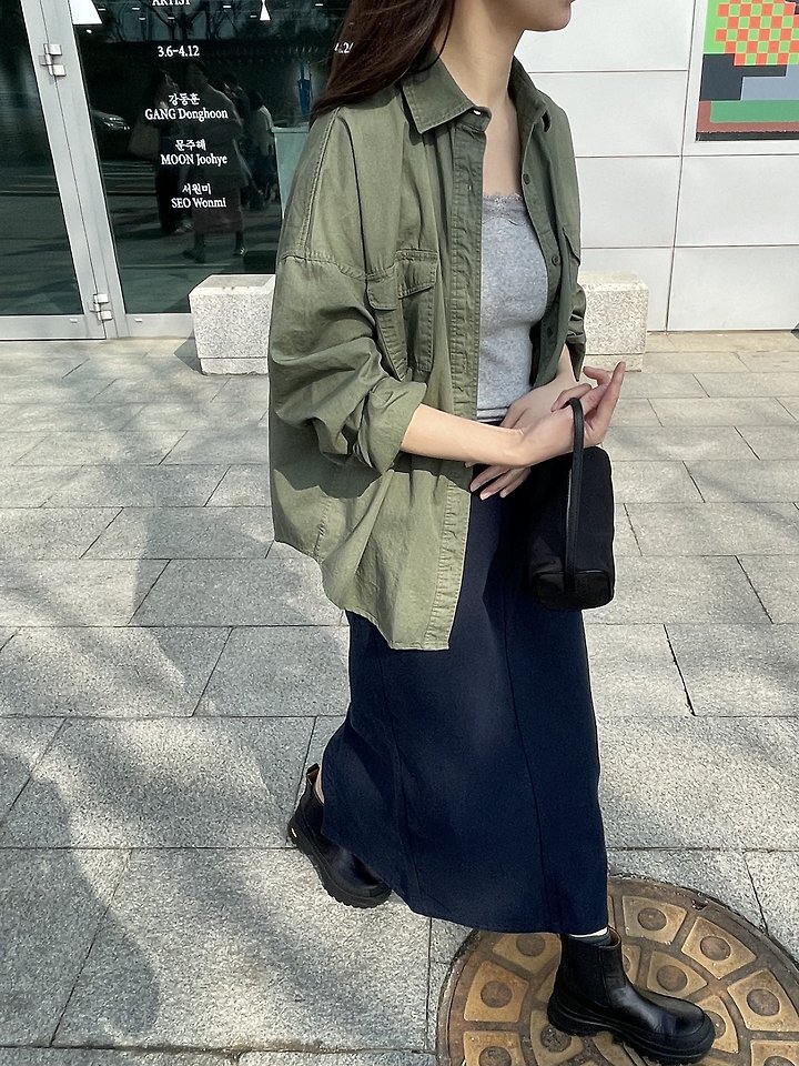 Flatgarden - Korean Women Fashion - #momslook - Pocket Washed Shacket - 4