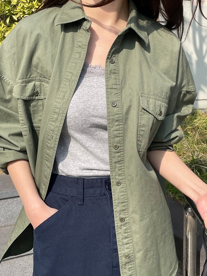 Flatgarden - Korean Women Fashion - #pursuepretty - Pocket Washed Shacket - 9
