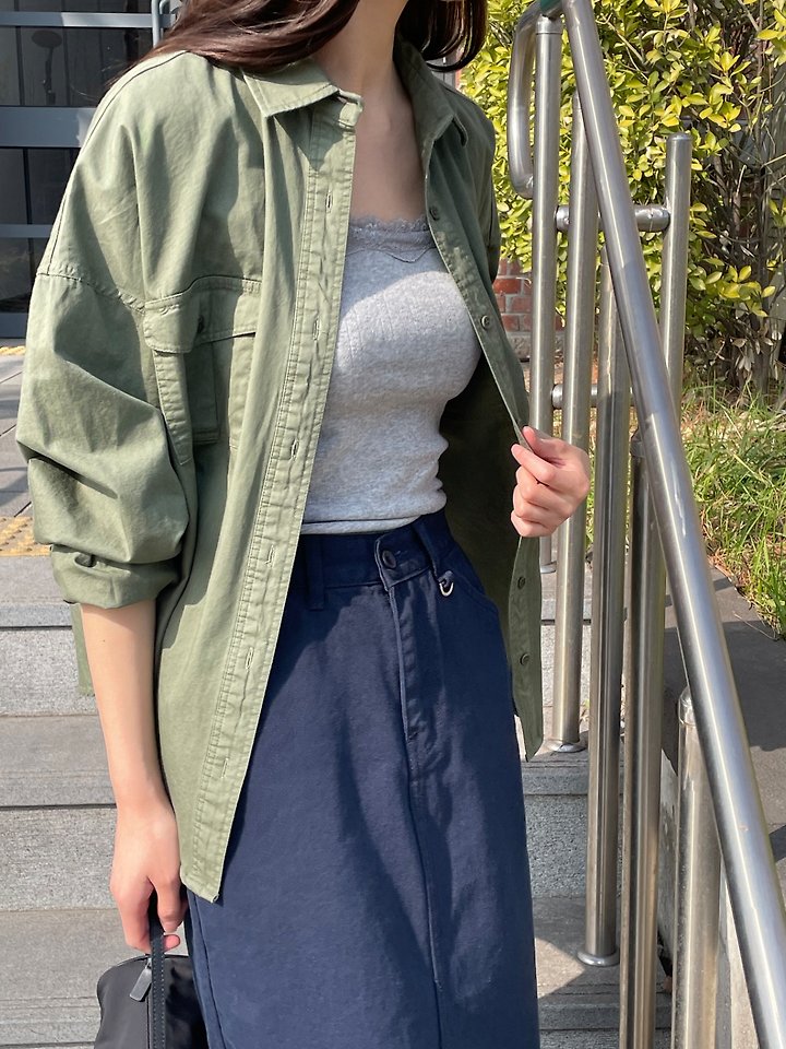 Flatgarden - Korean Women Fashion - #restrostyle - Pocket Washed Shacket - 10