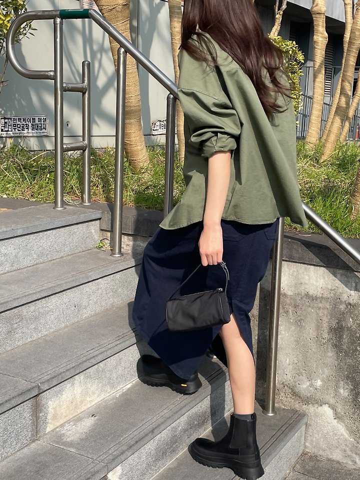 Flatgarden - Korean Women Fashion - #vintagekidsstyle - Pocket Washed Shacket - 8