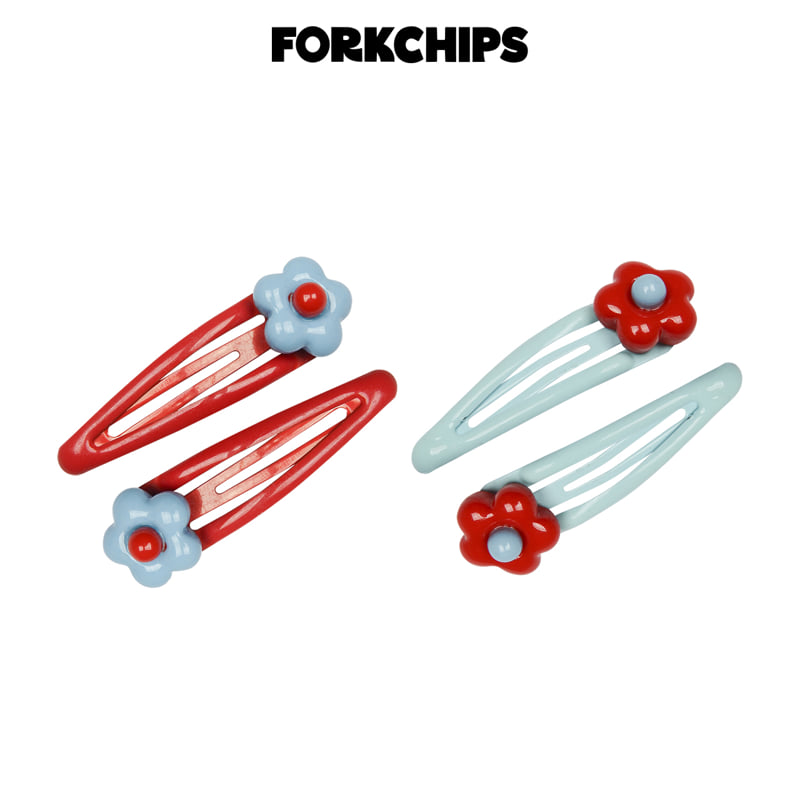 Fork Chips - Korean Children Fashion - #childrensboutique - Rolly Flower Snap Hairpin
