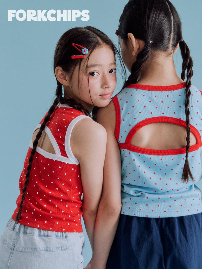 Fork Chips - Korean Children Fashion - #discoveringself - Tomato Slit Sleeveless - 7
