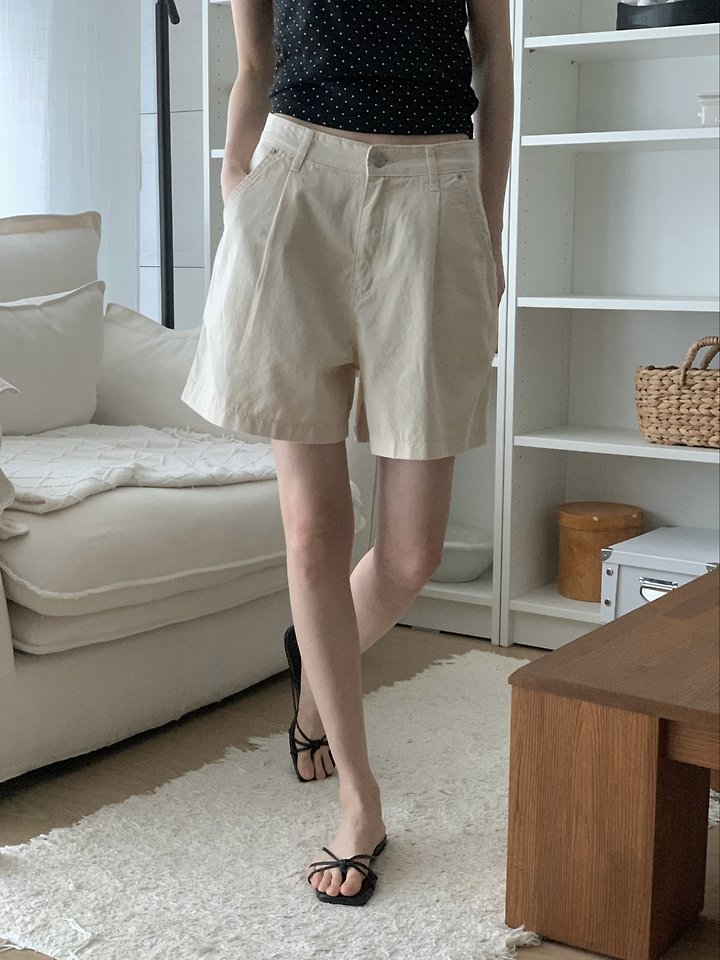 I'm here - Korean Women Fashion - #momslook - 353 Pleated Pintuck Cotton Shorts