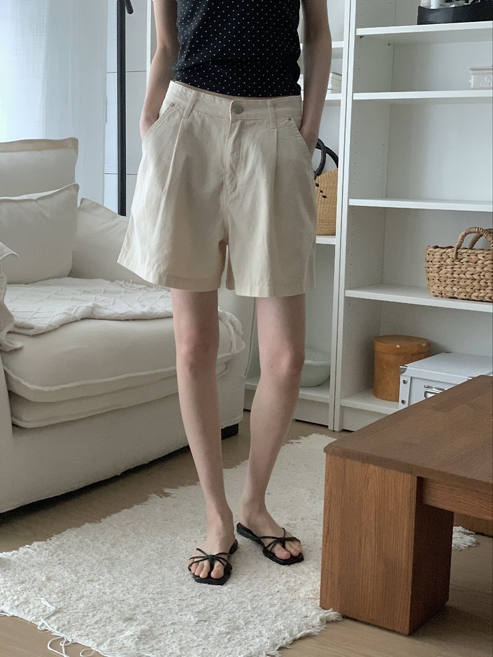I'm here - Korean Women Fashion - #momslook - 353 Pleated Pintuck Cotton Shorts - 2