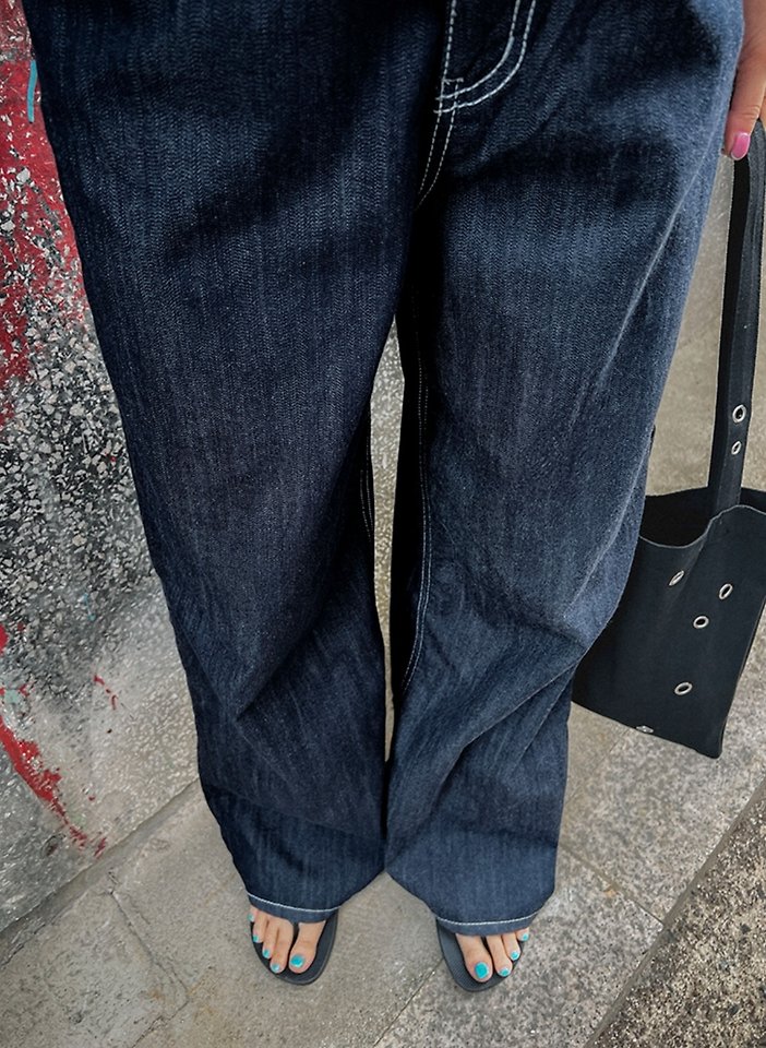 I'm here - Korean Women Fashion - #momslook - 915 Non-Fade Semi-Wide Hooda Pocket Denim Pants - 12