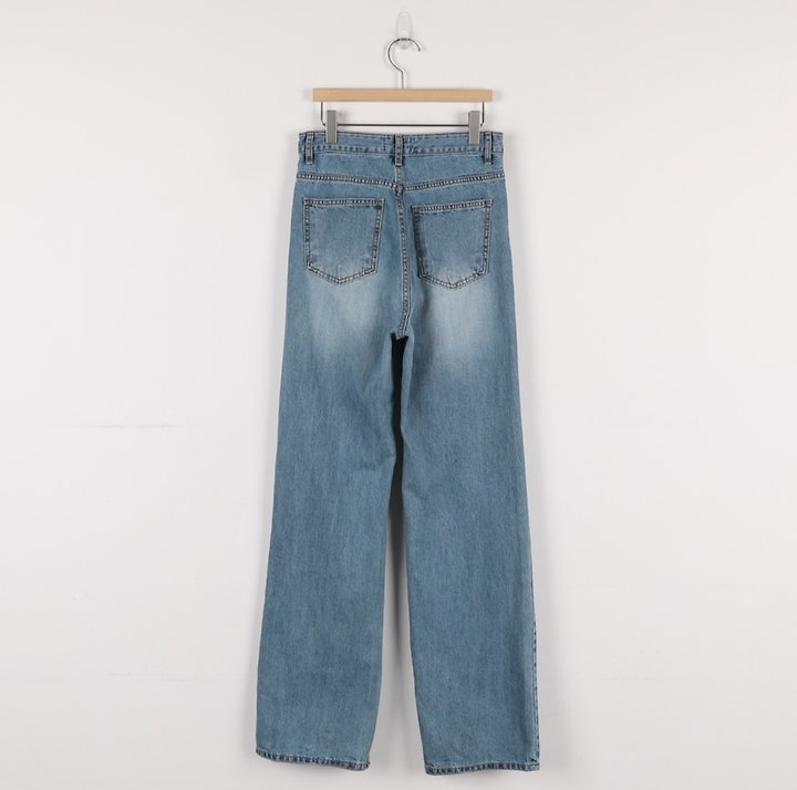I'm here - Korean Women Fashion - #momslook - 888 Distressed Straight Wide Denim Pants - 12