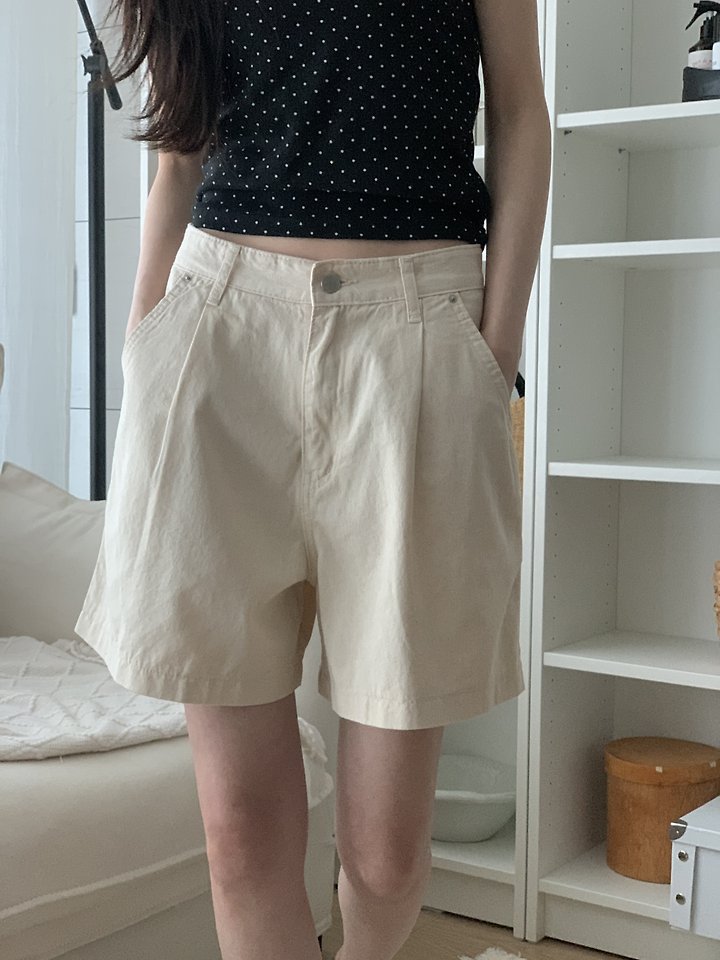 I'm here - Korean Women Fashion - #restrostyle - 353 Pleated Pintuck Cotton Shorts - 7