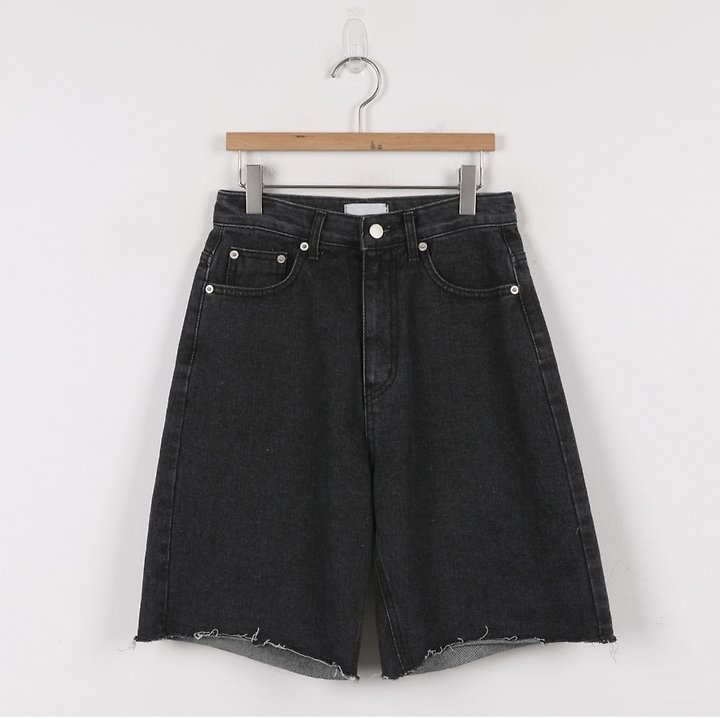 I'm here - Korean Women Fashion - #shopsmall - 342 Cut-Off Black Denim Shorts - 8
