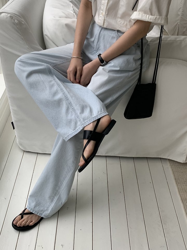 I'm here - Korean Women Fashion - #shopsmall - 886 Wide Stripe Denim Pants - 3