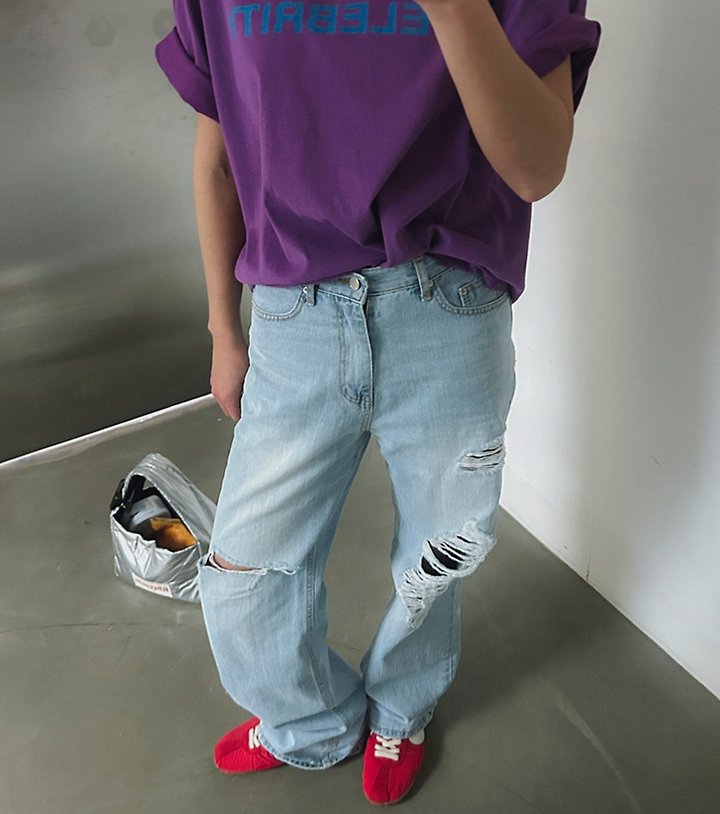 I'm here - Korean Women Fashion - #thatsdarling - 889 Vintage Long Wide Denim Pants