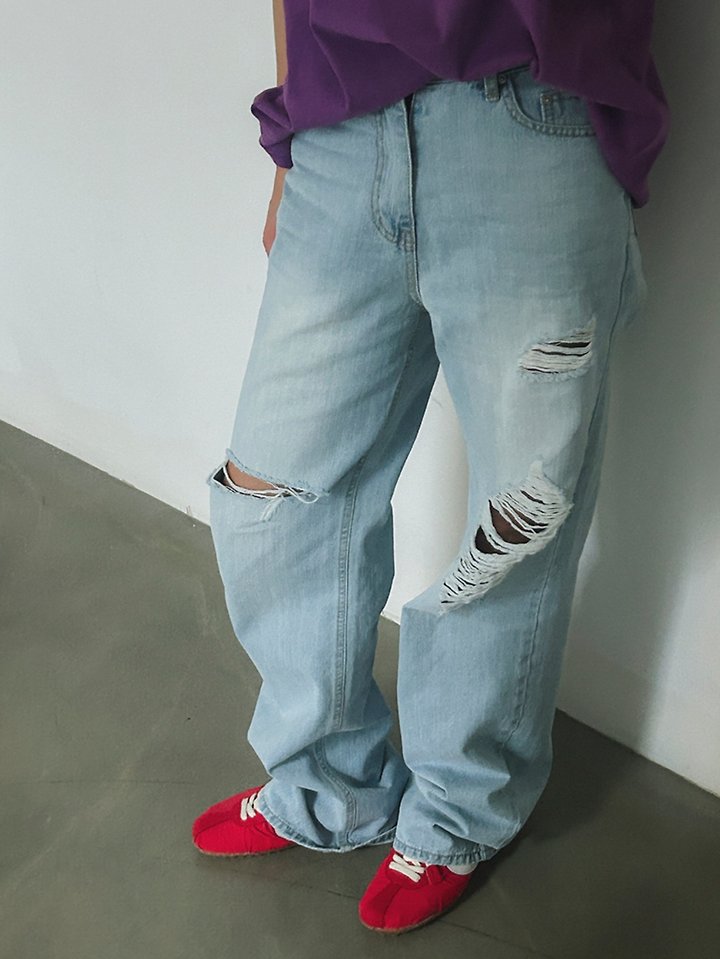 I'm here - Korean Women Fashion - #thelittlethings - 889 Vintage Long Wide Denim Pants - 2