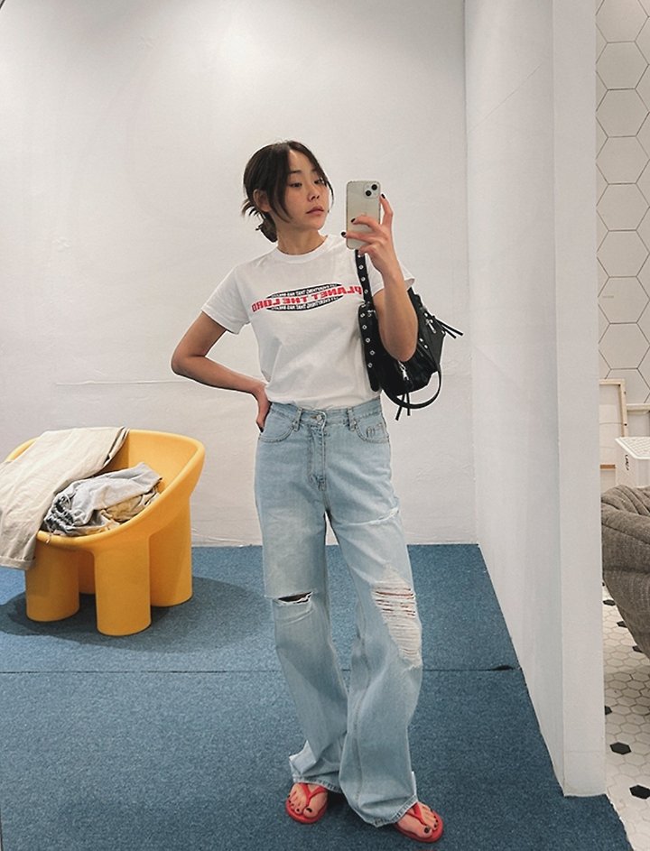 I'm here - Korean Women Fashion - #thelittlethings - 889 Loose Fit Distressed Jeans - 8