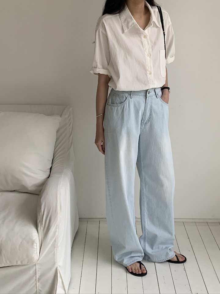 I'm here - Korean Women Fashion - #thelittlethings - 886 Wide Stripe Denim Pants - 5