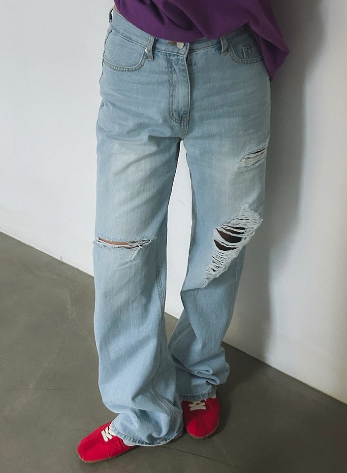 I'm here - Korean Women Fashion - #momslook - 889 Vintage Long Wide Denim Pants - 4