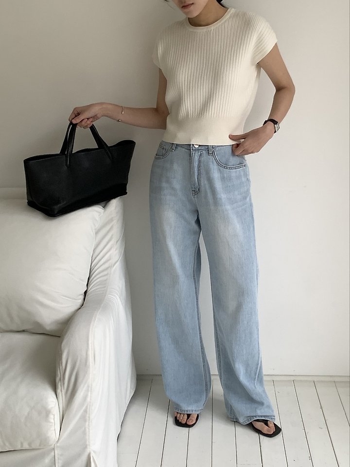 I'm here - Korean Women Fashion - #womensfashion - 887 Light Blue Wide Denim Pants - 10