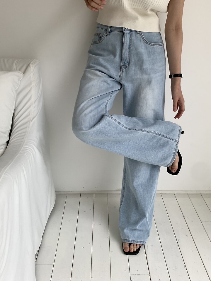 I'm here - Korean Women Fashion - #womensfashion - 887 Light Blue Wide Denim Pants - 12