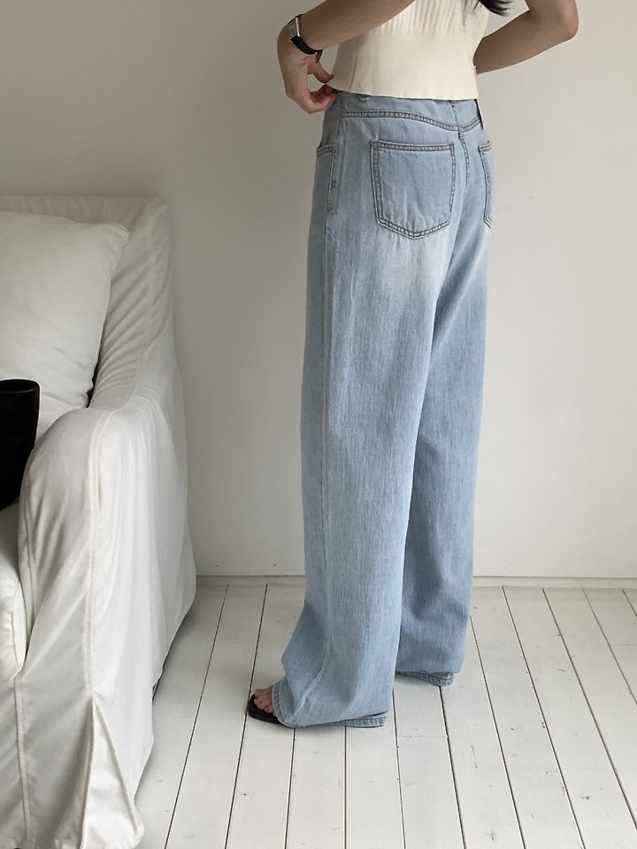 I'm here - Korean Women Fashion - #womensfashion - 887 Light Blue Wide Denim Pants - 8