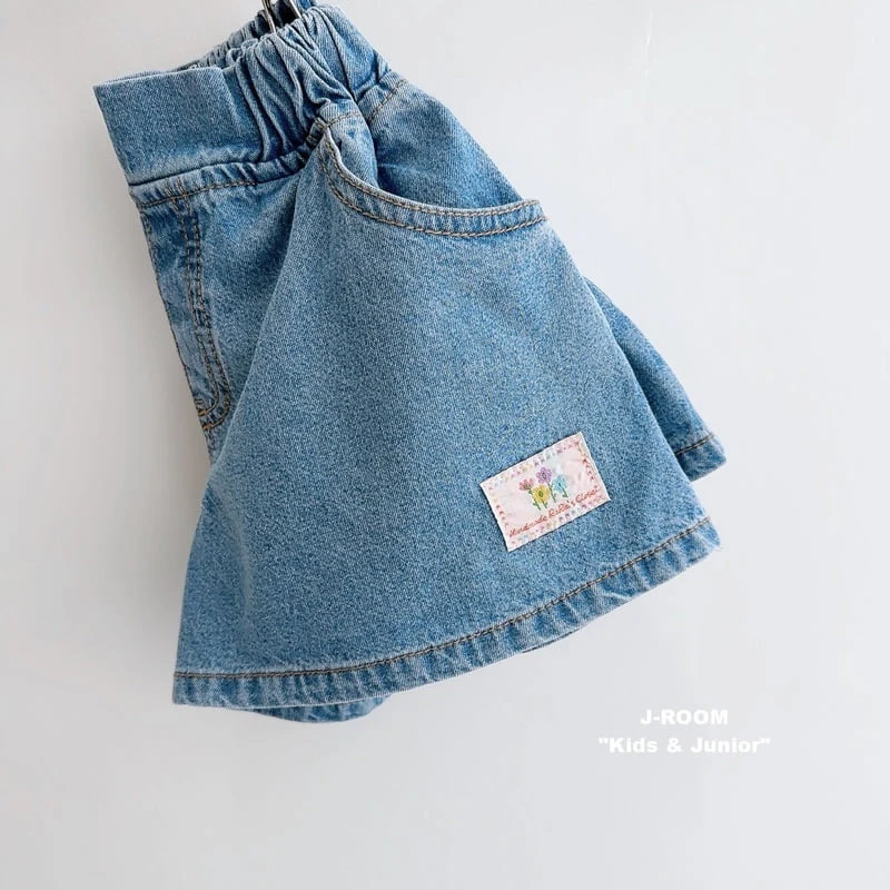 J-Room - Korean Children Fashion - #childofig - Label Denim Skort - 6