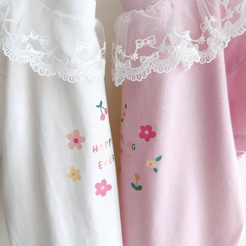 J-Room - Korean Children Fashion - #childofig - Lace Collar Short Sleeve Tee - 5