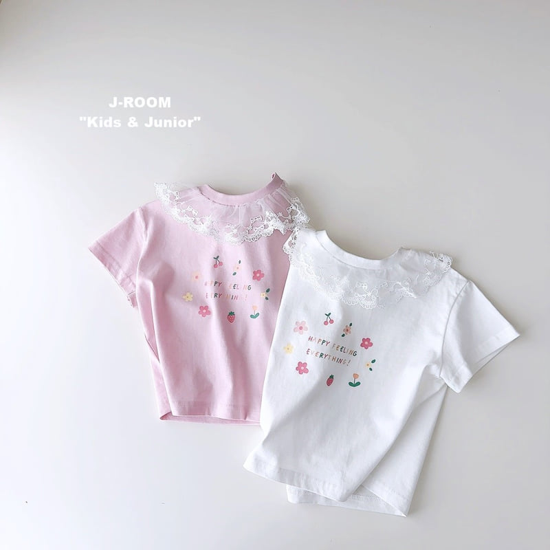 J-Room - Korean Children Fashion - #childrensboutique - Lace Collar Short Sleeve Tee - 6