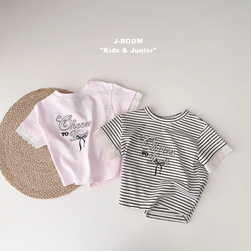 J-Room - Korean Children Fashion - #discoveringself - Sleeve Lace Short Sleeve Tee