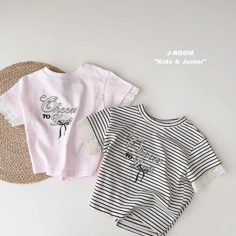 J-Room - Korean Children Fashion - #fashionkids - Sleeve Lace Short Sleeve Tee - 2