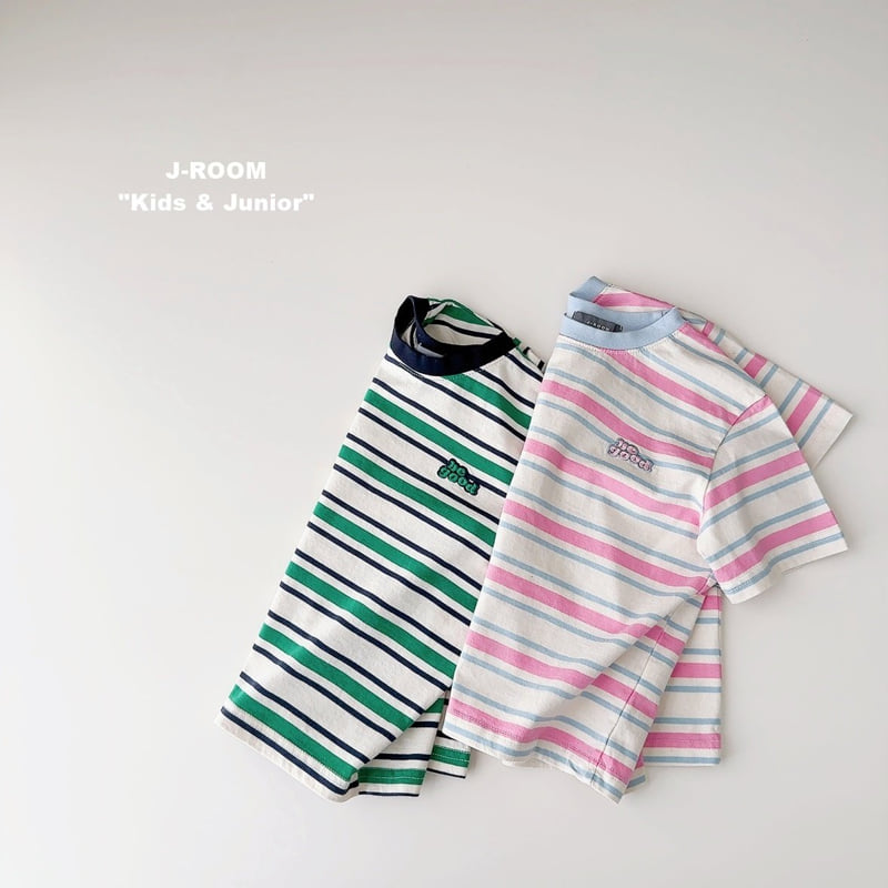 J-Room - Korean Children Fashion - #kidsshorts - Bling Stripe Short Sleeve Tee - 5