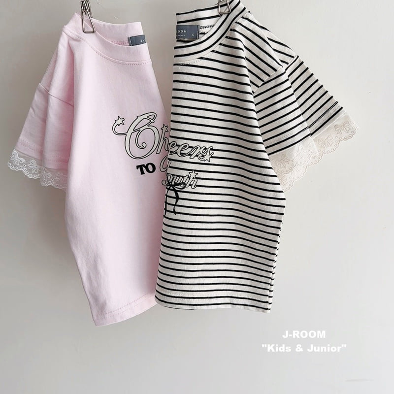 J-Room - Korean Children Fashion - #kidsshorts - Sleeve Lace Short Sleeve Tee - 3