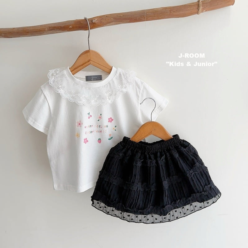 J-Room - Korean Children Fashion - #kidsshorts - Lace Collar Short Sleeve Tee - 10