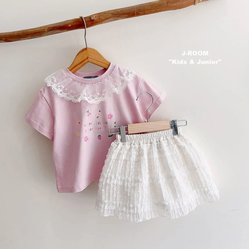 J-Room - Korean Children Fashion - #kidsstore - Lace Collar Short Sleeve Tee - 11