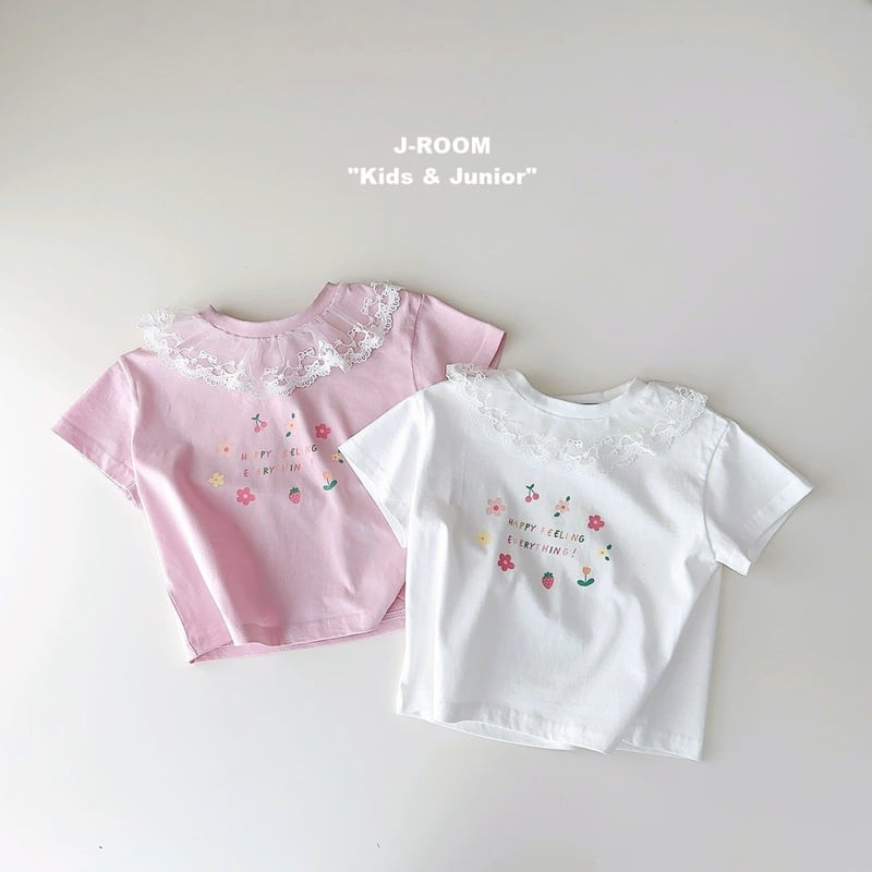 J-Room - Korean Children Fashion - #magicofchildhood - Lace Collar Short Sleeve Tee