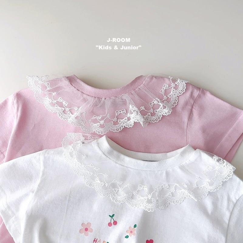 J-Room - Korean Children Fashion - #prettylittlegirls - Lace Collar Short Sleeve Tee - 3