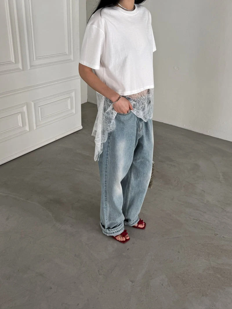 Jade Market - Korean Women Fashion - #momslook - Noir Lace Tee - 2