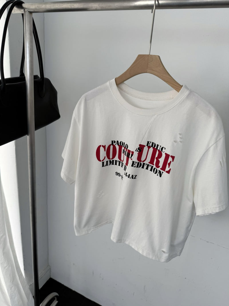 Jade Market - Korean Women Fashion - #momslook - Diagonal Vintage Graphic Tee - 2