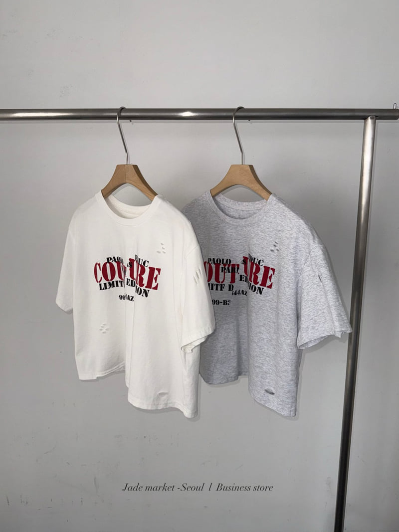 Jade Market - Korean Women Fashion - #momslook - Diagonal Vintage Graphic Tee - 3