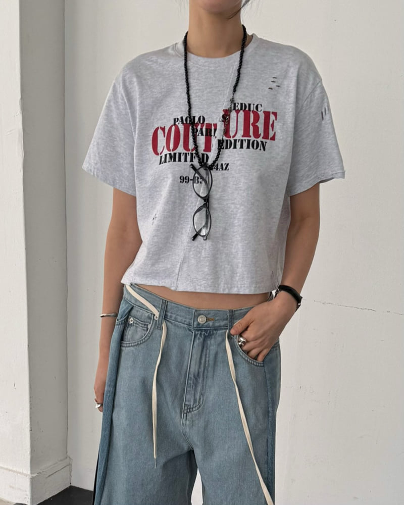 Jade Market - Korean Women Fashion - #pursuepretty - Diagonal Vintage Graphic Tee - 7