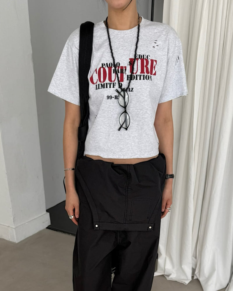 Jade Market - Korean Women Fashion - #restrostyle - Diagonal Vintage Graphic Tee - 8