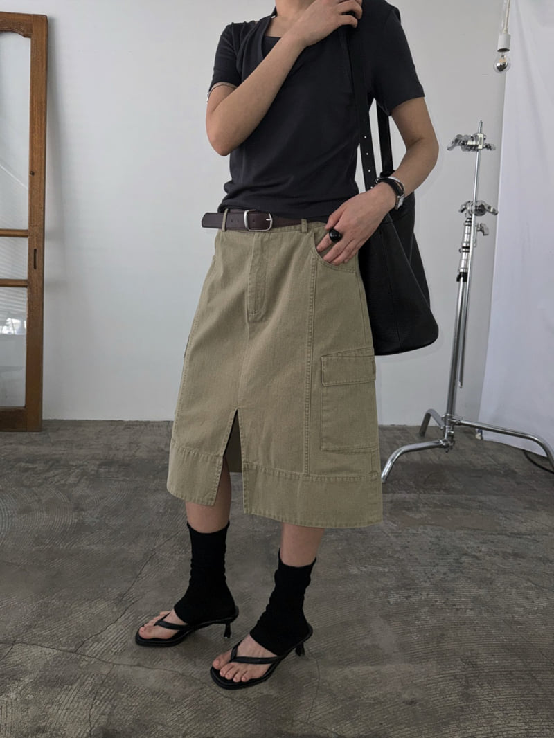 Jade Market - Korean Women Fashion - #romanticstyle - Cargo Washed Skirt Belt Set - 6