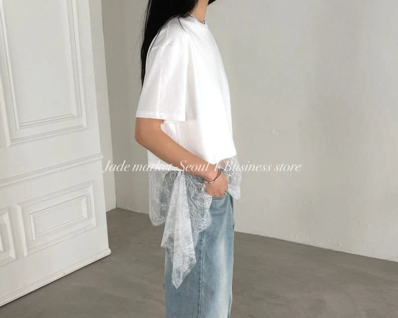 Jade Market - Korean Women Fashion - #womensfashion - Noir Lace Tee - 5