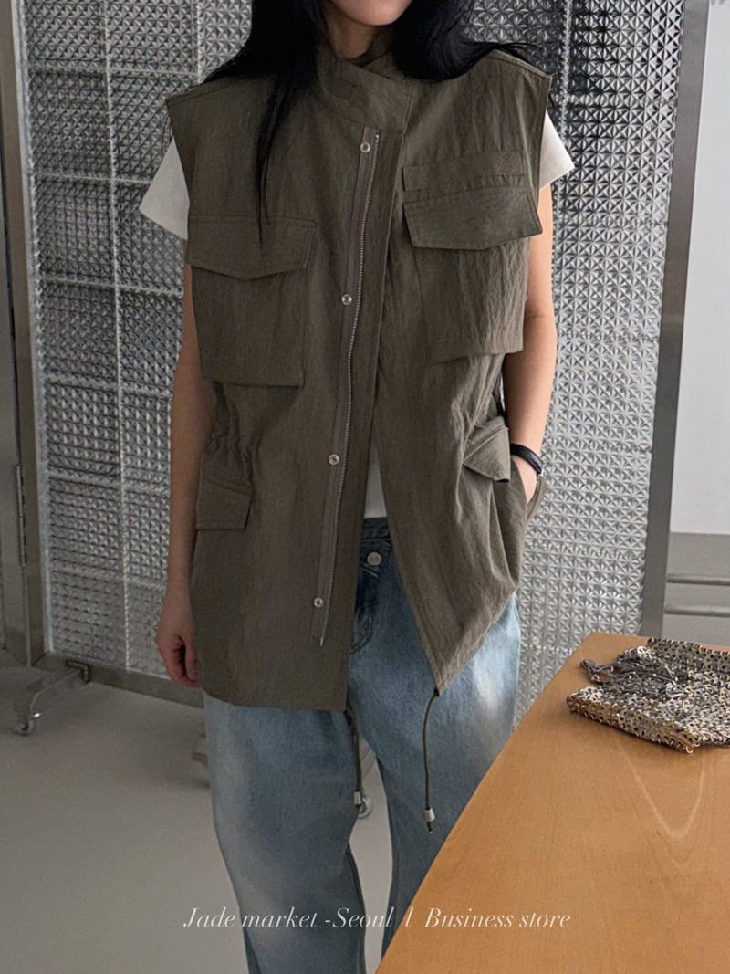 Jade Market - Korean Women Fashion - #momslook - Sand Pocket Vest - 4