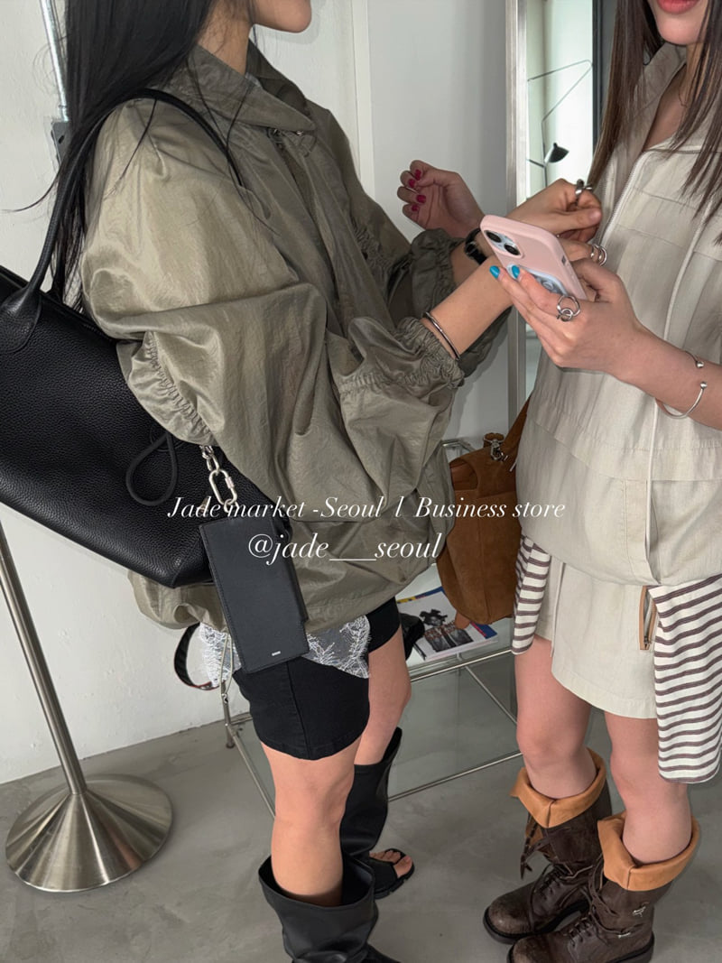 Jade Market - Korean Women Fashion - #momslook - Curve Windbreaker Jacket - 4