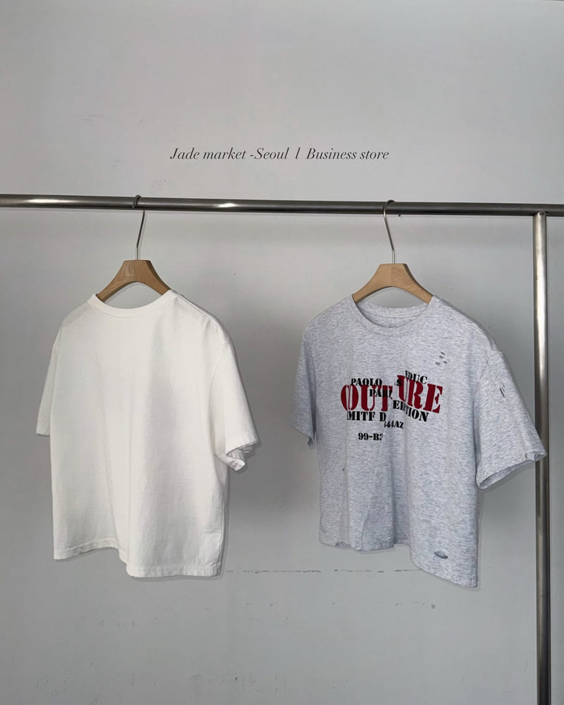Jade Market - Korean Women Fashion - #momslook - Diagonal Vintage Graphic Tee - 4