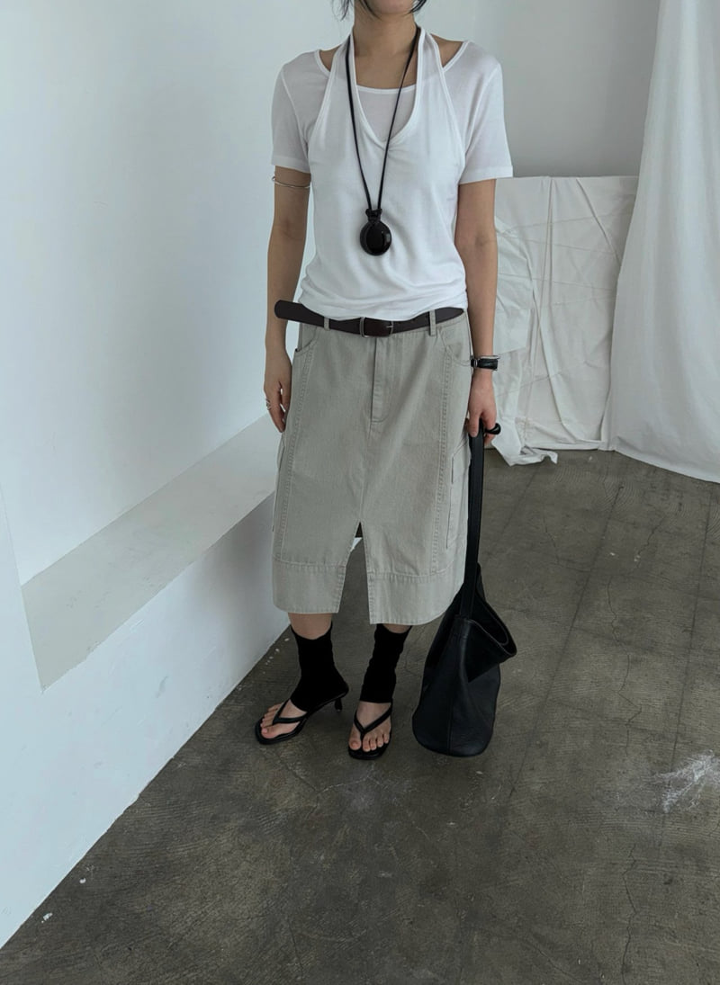 Jade Market - Korean Women Fashion - #womensfashion - Cargo Washed Skirt Belt Set - 11